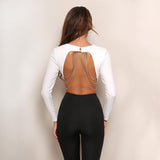 Take Me Home Chained Backless Long Sleeve Crop Top - Fashion Genie Boutique