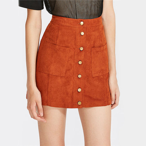 Little Daisies Tangerine Button-Front Mini Skirt - Fashion Genie Boutique