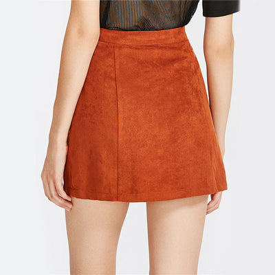 Little Daisies Tangerine Button-Front Mini Skirt - Fashion Genie Boutique