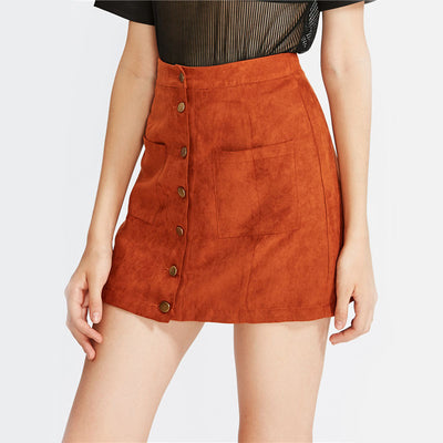 Little Daisies Tangerine Button-Front Mini Skirt - Fashion Genie Boutique