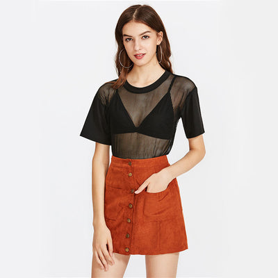Little Daisies Tangerine Button-Front Mini Skirt - Fashion Genie Boutique