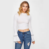 Perfect Princess White Flare Sleeve Crop Top - Fashion Genie Boutique