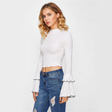 Perfect Princess White Flare Sleeve Crop Top - Fashion Genie Boutique