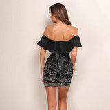 Avani Black Embroidered Bardot Mini Dress - Fashion Genie Boutique