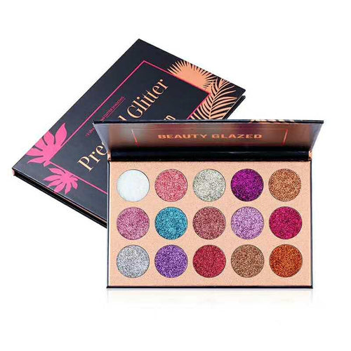 Beauty Glazed 15 Color Pressed Glitter Eyeshadow Palette - Fashion Genie Boutique