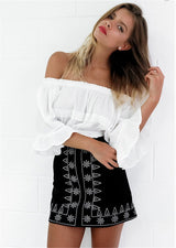 Lash Out Black Embroiderd Mini Skirt - Fashion Genie Boutique