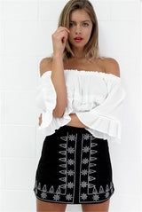 Lash Out Black Embroiderd Mini Skirt - Fashion Genie Boutique