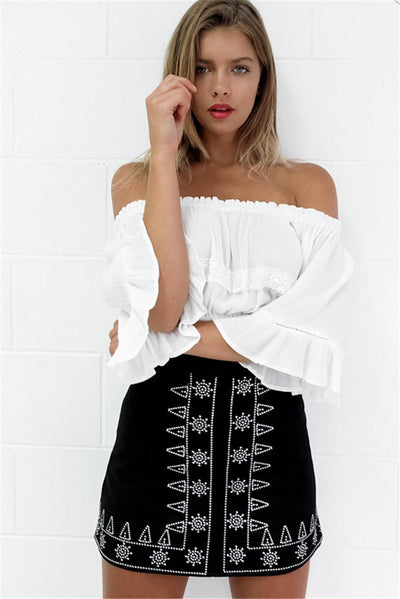 Lash Out Black Embroiderd Mini Skirt - Fashion Genie Boutique