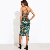 After You Green Multi Floral Midi Dress - Fashion Genie Boutique