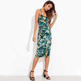 After You Green Multi Floral Midi Dress - Fashion Genie Boutique