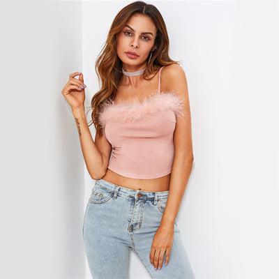 California Gurls Pink Faux Fur Crop Top - Fashion Genie Boutique