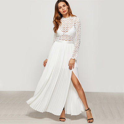 Conversation Starter White Lace Maxi Dress - Fashion Genie Boutique