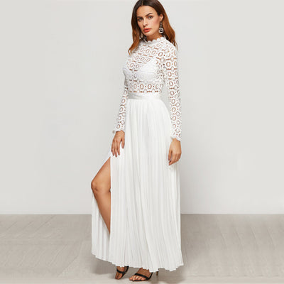 Conversation Starter White Lace Maxi Dress - Fashion Genie Boutique