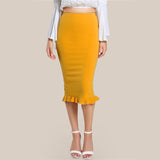 Minah Yellow Peplum Midi Skirt - Fashion Genie Boutique