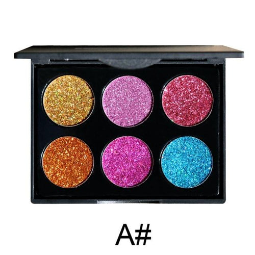Handaiyan 6 Color Glitter Eyeshadow Palette - Fashion Genie Boutique