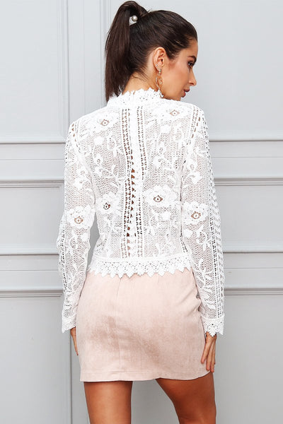 Lost Stars White Crochet Long Sleeve Top - Fashion Genie Boutique