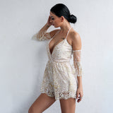 Gorgeous Everyday Nude Embroidered Playsuit - Fashion Genie Boutique
