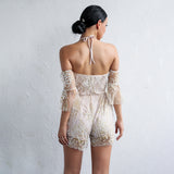 Gorgeous Everyday Nude Embroidered Playsuit - Fashion Genie Boutique