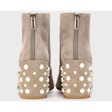 Swagger Black Pearl Embellished Heel Ankle Boots - Fashion Genie Boutique