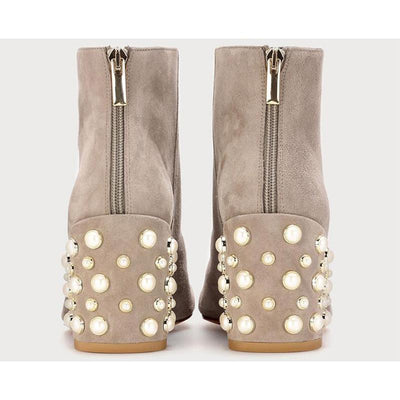Swagger Black Pearl Embellished Heel Ankle Boots - Fashion Genie Boutique