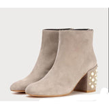 Swagger Black Pearl Embellished Heel Ankle Boots - Fashion Genie Boutique