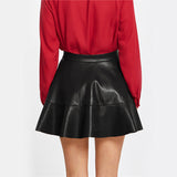 Frill Time Black Faux Leather Pearl Frill Mini Skirt - Fashion Genie Boutique