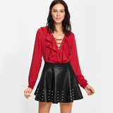 Frill Time Black Faux Leather Pearl Frill Mini Skirt - Fashion Genie Boutique