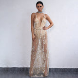 Sunset Cove Nude Embroidered Mesh Maxi Dress - Fashion Genie Boutique