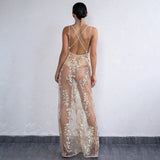 Sunset Cove Nude Embroidered Mesh Maxi Dress - Fashion Genie Boutique