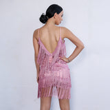 Candy Kisses Pink Sequin Fringe Mini Dress - Fashion Genie Boutique