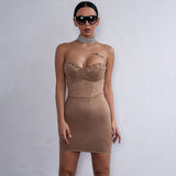 Forever Yours Tan Strapless Eyelet Mini Dress - Fashion Genie Boutique