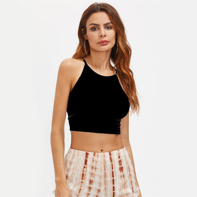 Botelli Black Cross Back Crop Top - Fashion Genie Boutique