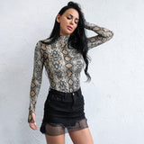Medusa Multi Snake Print Long Sleeve Bodysuit - Fashion Genie Boutique