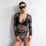 Spoken For Black Mesh Bodysuit - Fashion Genie Boutique