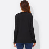 Your Touch Black Long Sleeve Pearl Embellished Choker Top - Fashion Genie Boutique