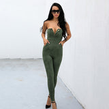 Turning Heads Green Faux Suede Jumpsuit - Fashion Genie Boutique