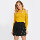 Totally Clueless Black Distressed Denim Pearl Embellished Mini Skirt - Fashion Genie Boutique