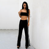 Laidback Lass Black Cropped Lounge Co-Ord - Fashion Genie Boutique