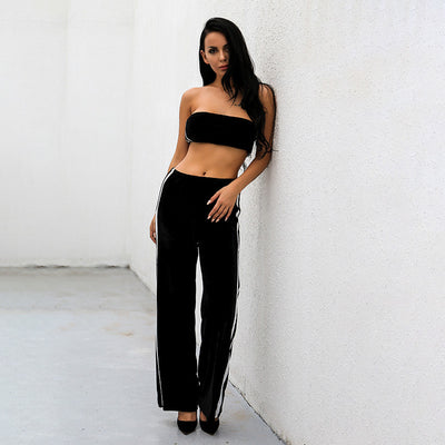 Laidback Lass Black Cropped Lounge Co-Ord - Fashion Genie Boutique