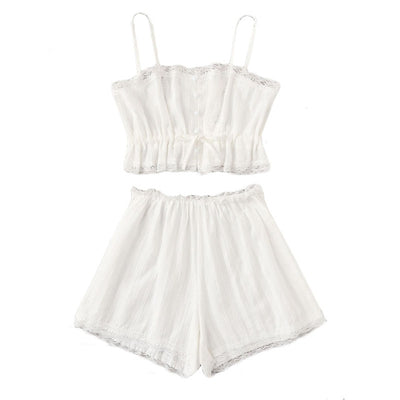 Sleepy Head White Shorts & Cami Pyjamas Set - Fashion Genie Boutique