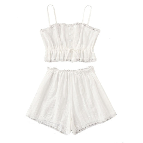 Sleepy Head White Shorts & Cami Pyjamas Set - Fashion Genie Boutique