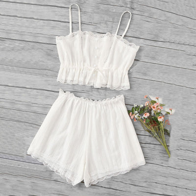 Sleepy Head White Shorts & Cami Pyjamas Set - Fashion Genie Boutique
