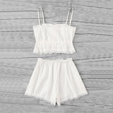 Sleepy Head White Shorts & Cami Pyjamas Set - Fashion Genie Boutique