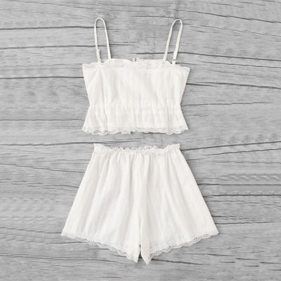 Sleepy Head White Shorts & Cami Pyjamas Set - Fashion Genie Boutique