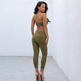 Byron Bay Green Strapless Crop Top & Trousers Co-Ord - Fashion Genie Boutique