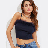California Gurls Navy Faux Fur Crop Top - Fashion Genie Boutique