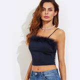 California Gurls Navy Faux Fur Crop Top - Fashion Genie Boutique