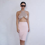 Party Queen Pink Rose Gold Sequin Crop Top & Skirt Co-Ord - Fashion Genie Boutique