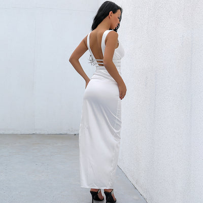 Zara White Slinky Maxi Dress - Fashion Genie Boutique