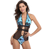 Santiago Blue Deep Plunge Monokini Swimsuit - Fashion Genie Boutique